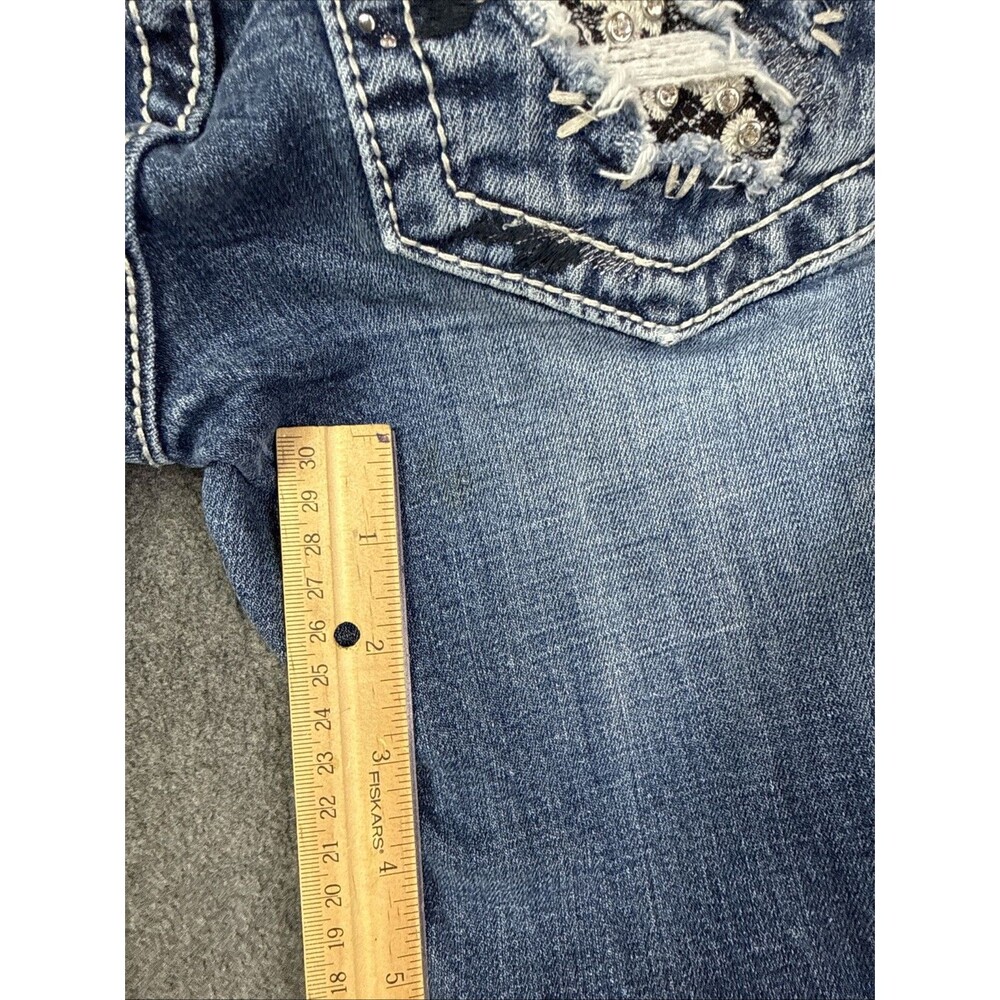 Miss Me Signature Boot Cut Jeans Embellished Rhinestones Y2K Low Rise Size 25 - Picture 3 of 9